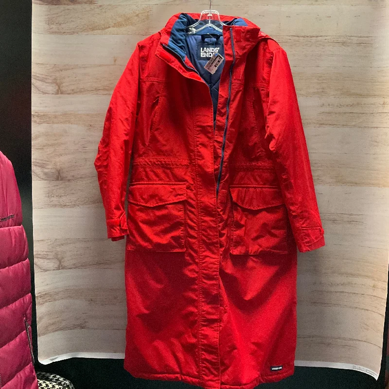 Men's Coats with Velcro ClosuresCoat Puffer & Quilted By Lands End In Red, Size: M