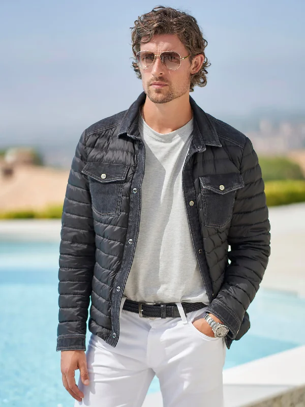 Unique Men's Flight JacketsCrespi Quilted Down Denim Jacket