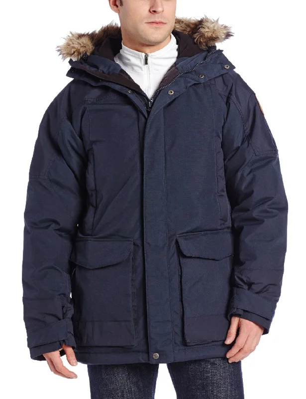 Men's Coats for Snowy WeatherFjallraven Kyl Parka Winter Hooded Down Jacket - Dark Navy - Mens Men's Coats for Snowy WeatherFjallraven Kyl Parka Winter Hooded Down Jacket - Dark Navy - Mens