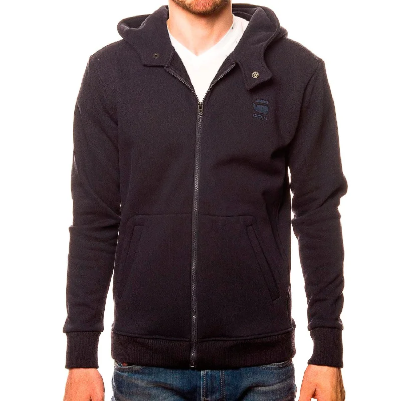 Men's Coats with Patchwork DesignsG-Star RAW Hoody Fashion Jacket - Mazarine Blue - Mens Men's Coats with Patchwork DesignsG-Star RAW Hoody Fashion Jacket - Mazarine Blue - Mens