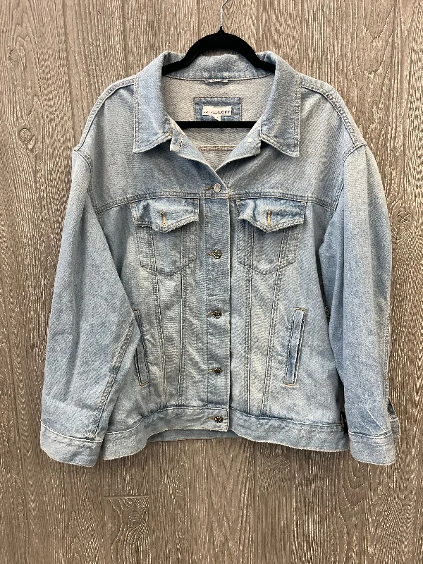 Waterproof Men's ParkasJacket Denim By Loft In Blue Denim, Size: L