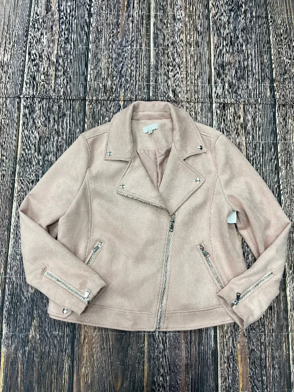 Men's Coats with Patchwork DesignsJacket Moto By Loft In Pink, Size: L