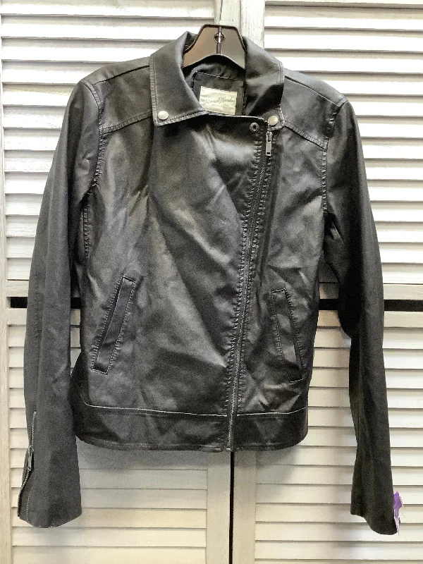 Men's Coats with Stretch FabricJacket Moto By Universal Thread In Black, Size: S