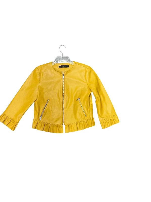 Men's Coats with Multi-Pocket DesignJacket Moto By Zara Basic In Yellow, Size: L