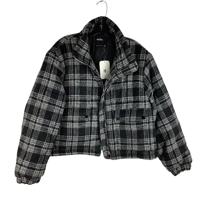 Stylish Men's Biker JacketsJacket Puffer & Quilted By Elodie In Plaid Pattern, Size: L