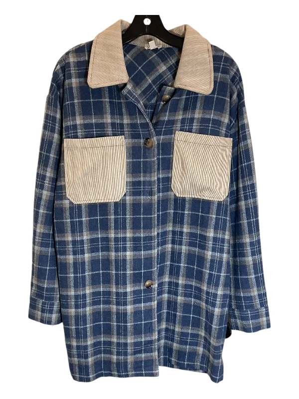 Men's Coats for SnowshoeingJacket Shirt By Hem & Thread In Blue, Size: M
