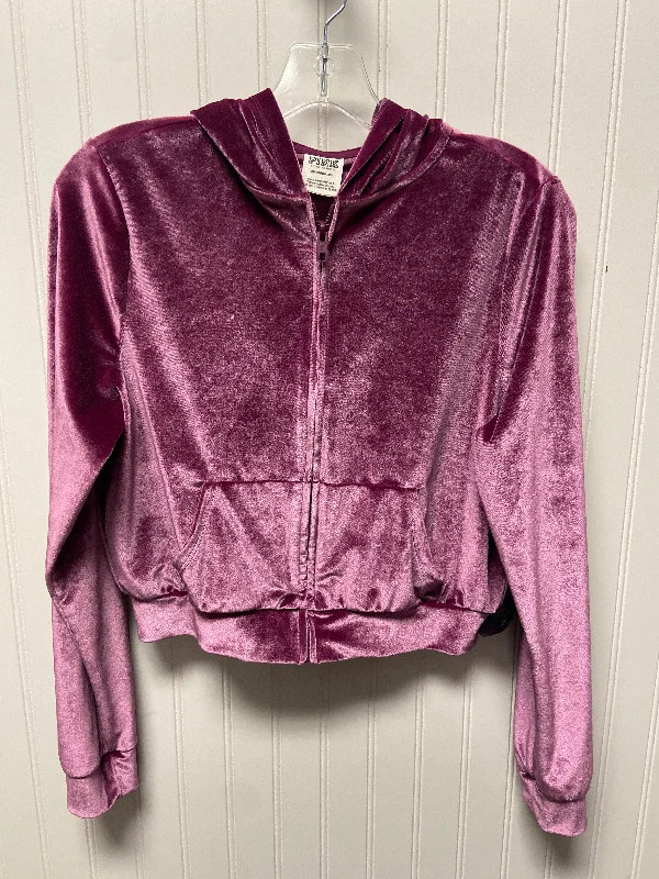 Men's Coats with Contrast StitchingJacket Shirt By Pink In Purple, Size: S