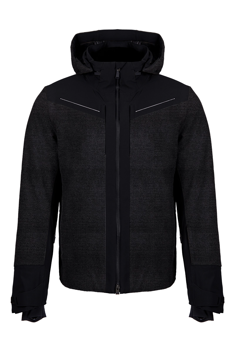 Men's Coats with Wind-Resistant FabricFrostline Black Loro Piana Wool Ski Jacket