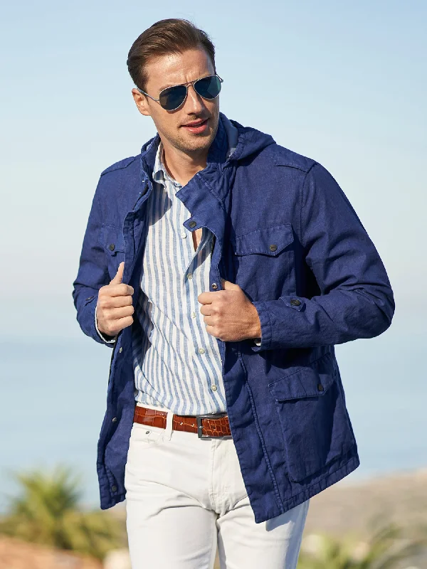 Men's Coats with Synthetic InsulationLinen Field Jacket