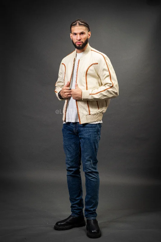 Men's Coats with Ripstop FabricMen's Brayden Leather Jacket [Beige/Saddle]