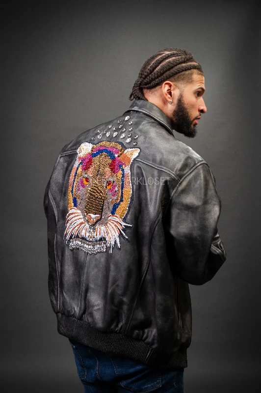Men's Coats for Cold WeatherMen's Custom Hand-Work Leather Jacket [Grey]