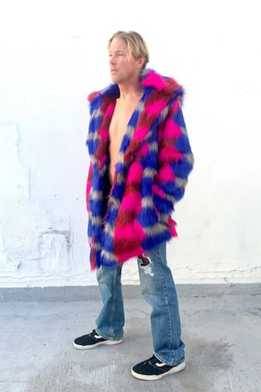 Men's Coats with Multi-Pocket DesignMen's Duke Coat in "Blue Gray Fuchsia"