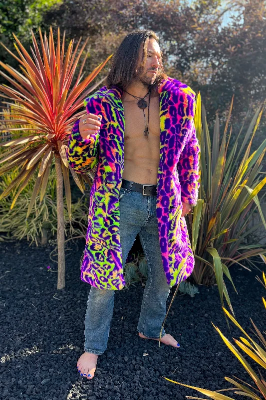 Men's Coats with Hidden PocketsMen's Dutch Coat in "Neon Cheetah"