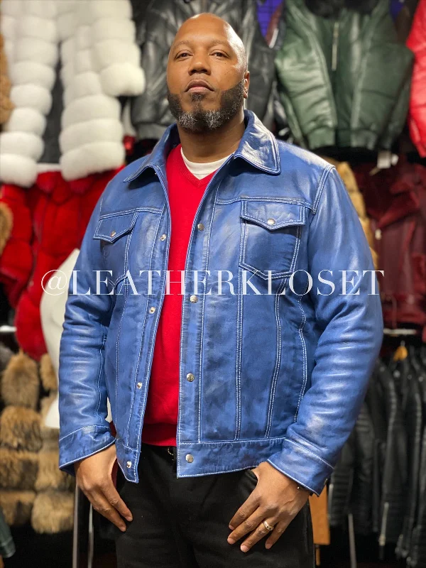 Functional Men's Ski JacketsMen's Dylan Distressed Jacket Denim Leather