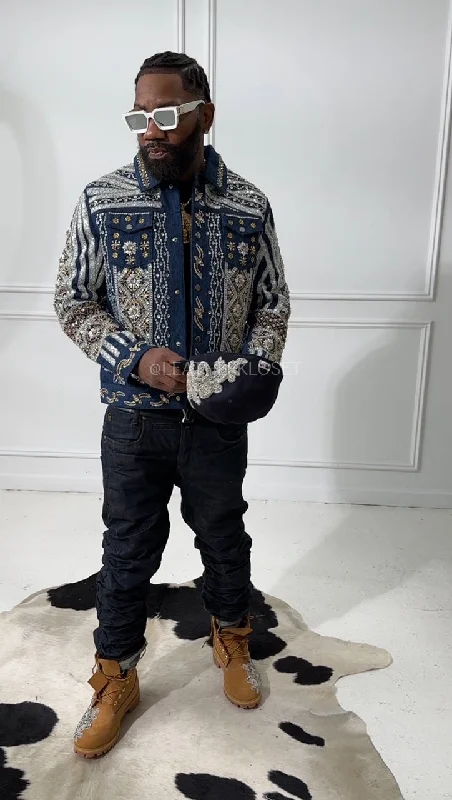 Men's Coats with Quilted LiningMen's Hand-Made Denim Jacket [Dark Blue]