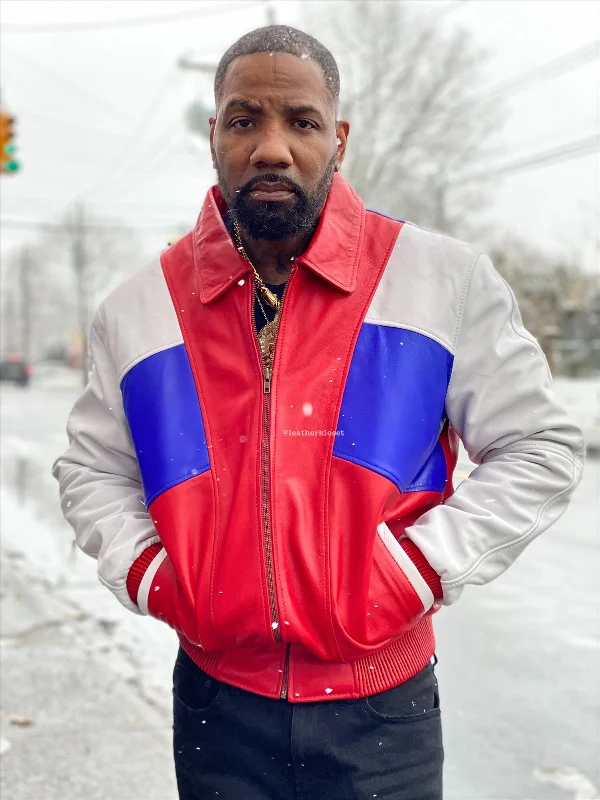 Men's Coats with PocketsMen's Mason Bomber Jacket [Red/Royal Blue/White]