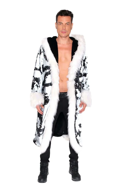 Men's Coats for Big and TallMen's Sequin King Coat in "Black/ White"