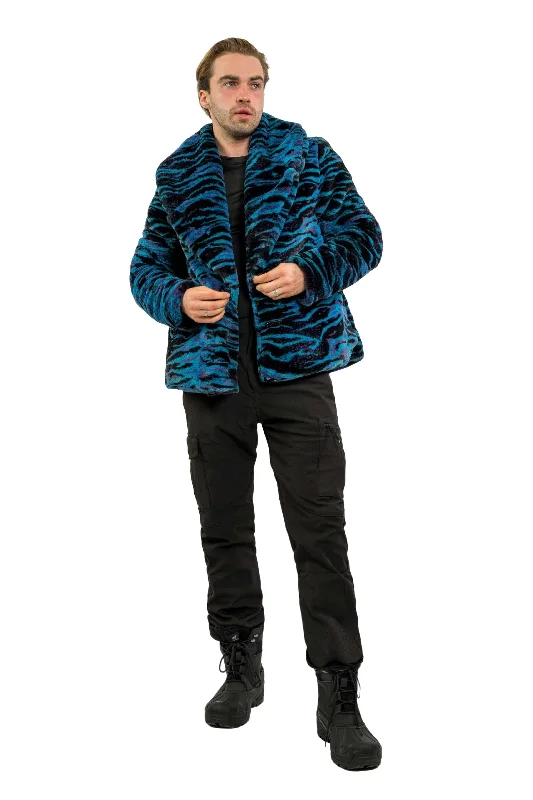 Men's Coats with Synthetic InsulationMen's Short Cozy Coat in "Electric Tiger"