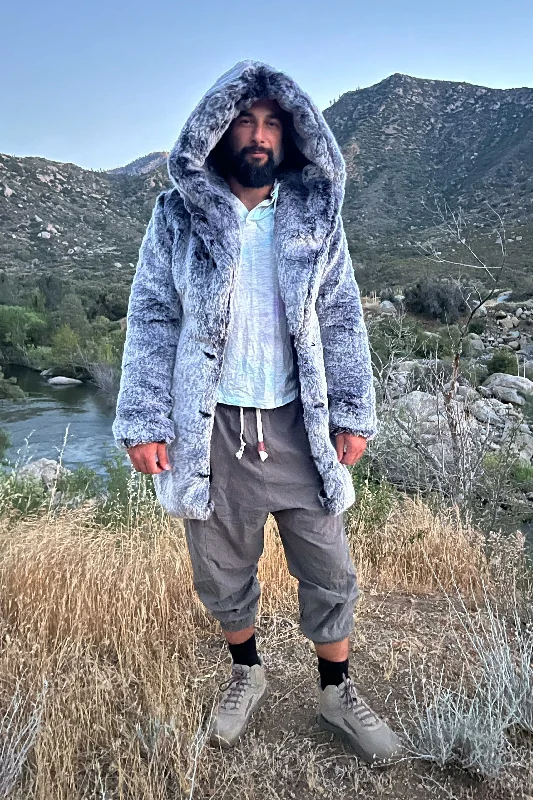 Casual Men's Bomber JacketsMen's Short Desert Warrior Coat in "Dark Pegasus" Chinchilla Casual Men's Bomber JacketsMen's Short Desert Warrior Coat in "Dark Pegasus" Chinchilla