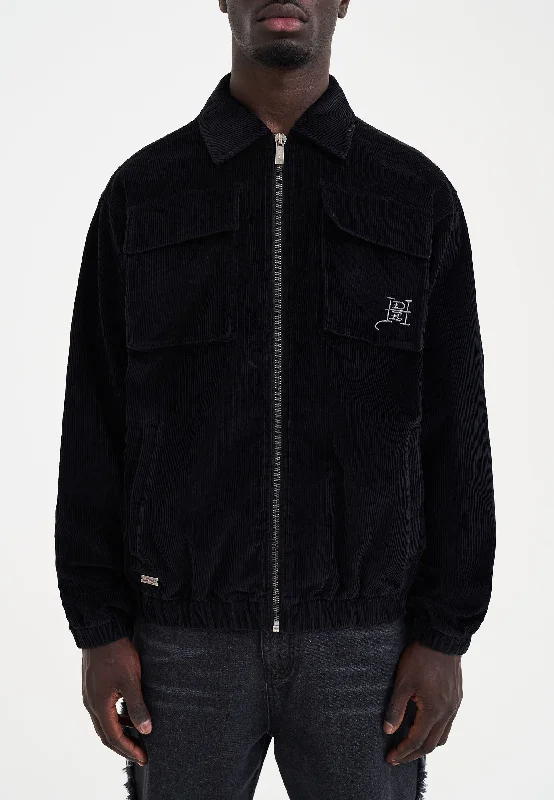 High-Quality Men's Duffle CoatsMens Snake Goth Corduroy Jacket - Black