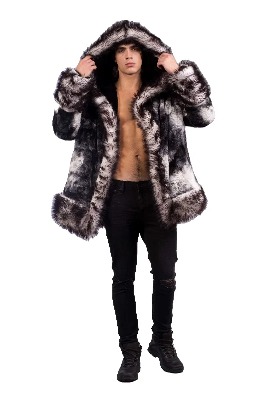 Men's Coats for Snowy WeatherMen's Wizard Coat in "Black & White Tie Dye"