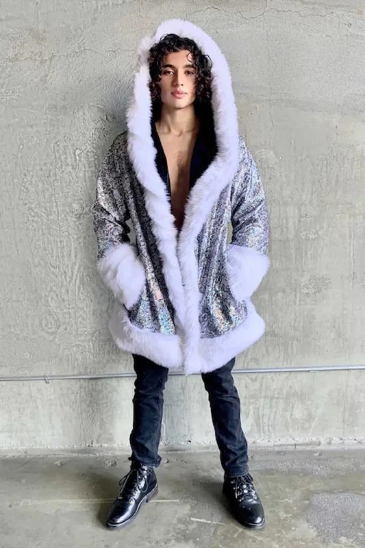 Men's Coats with Hidden PocketsMen's Wizard Coat in "White Reptile"