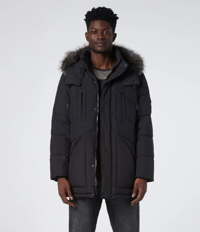Men's Coats with Velcro ClosuresTremont Chevron Quilted Four Pocket Parka With Hood