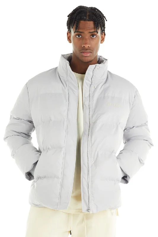 Men's Coats with Quilted LiningnANA jUDY Mens Central Puffer Jacket - Light Grey