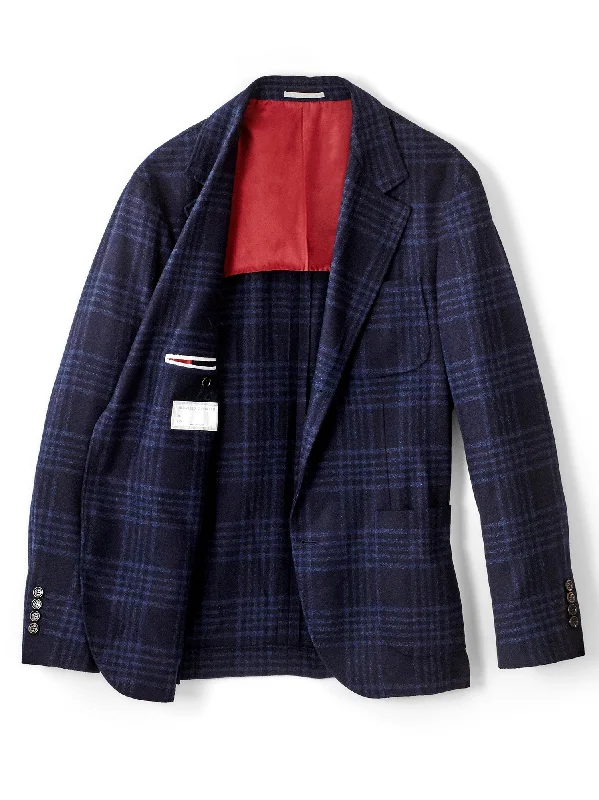 Men's Coats with Velcro ClosuresPlaid Wool Jacket