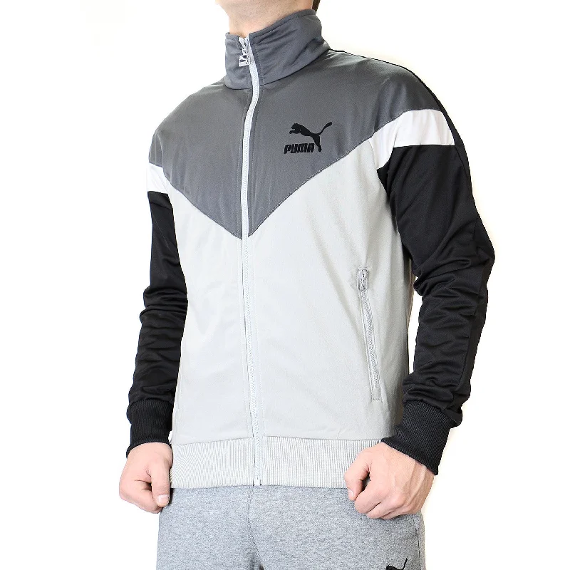 Men's Coats with Velcro ClosuresPuma Icon MCS Track Jacket - Limestone Gray - Mens
