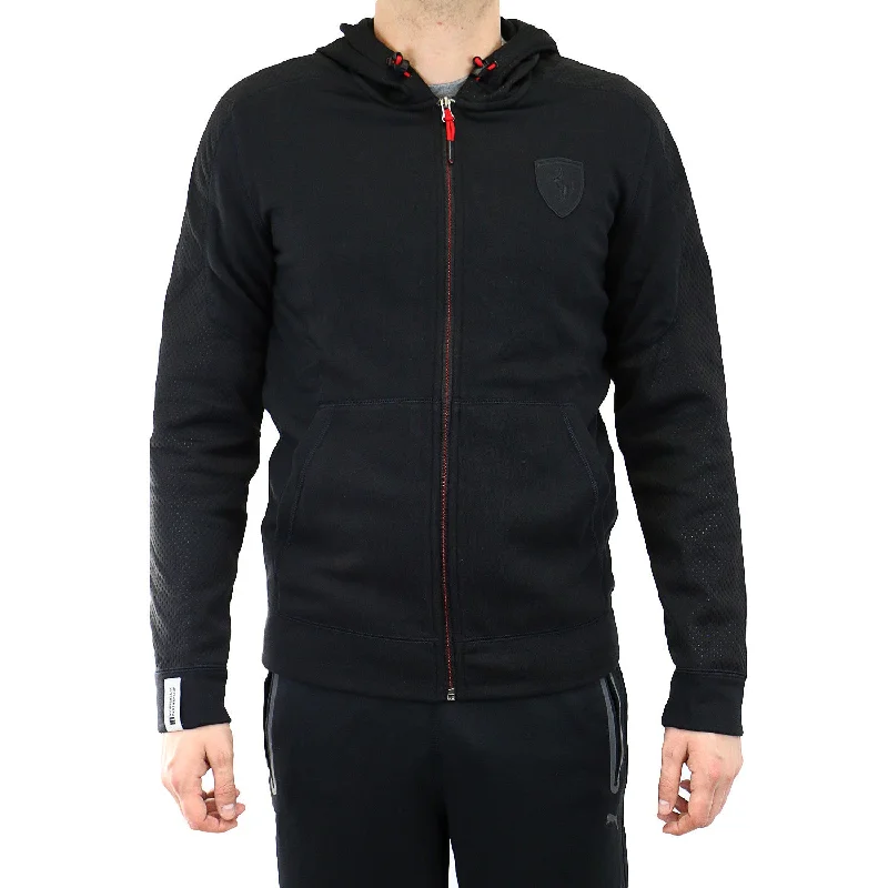 Men's Coats with Contrast StitchingPuma Ferrari Hooded Sweat Jacket - Black - Mens