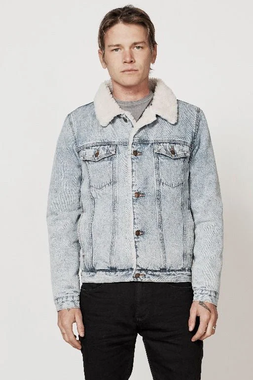 Men's Coats for SnowboardingRollas MENS DENIM SHERPA JACKET BOGAN BLUE