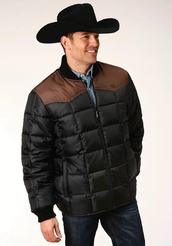 Men's Coats with Convertible CollarsRoper Mens Black/Brown Polyester Insulated Jacket Men's Coats with Convertible CollarsRoper Mens Black/Brown Polyester Insulated Jacket