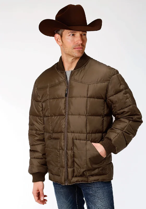 High-Quality Men's Duffle CoatsRoper Mens Chocolate Polyester Quilted Insulated Jacket