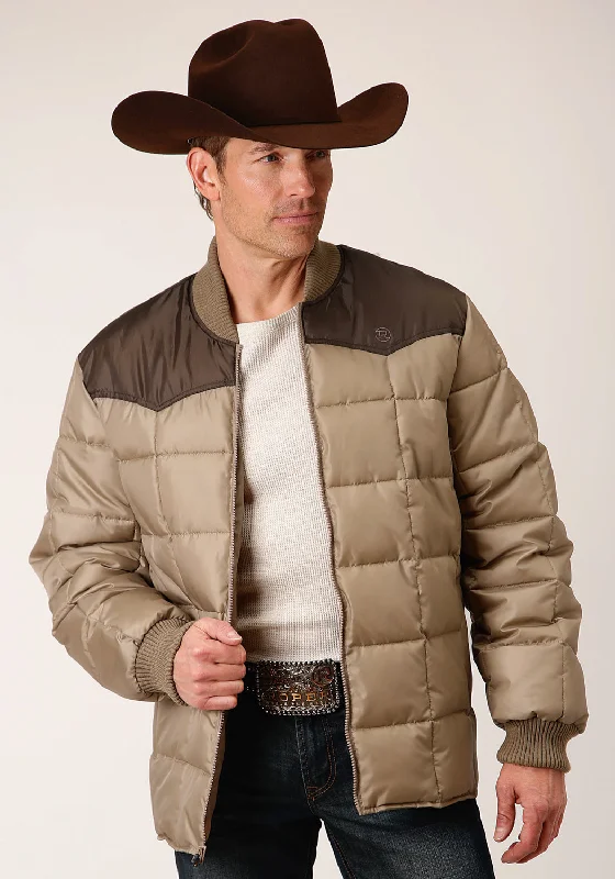 Men's Coats with Reflective StripesRoper Mens Western Quilted Brown 100% Polyester Insulated Jacket Men's Coats with Reflective StripesRoper Mens Western Quilted Brown 100% Polyester Insulated Jacket