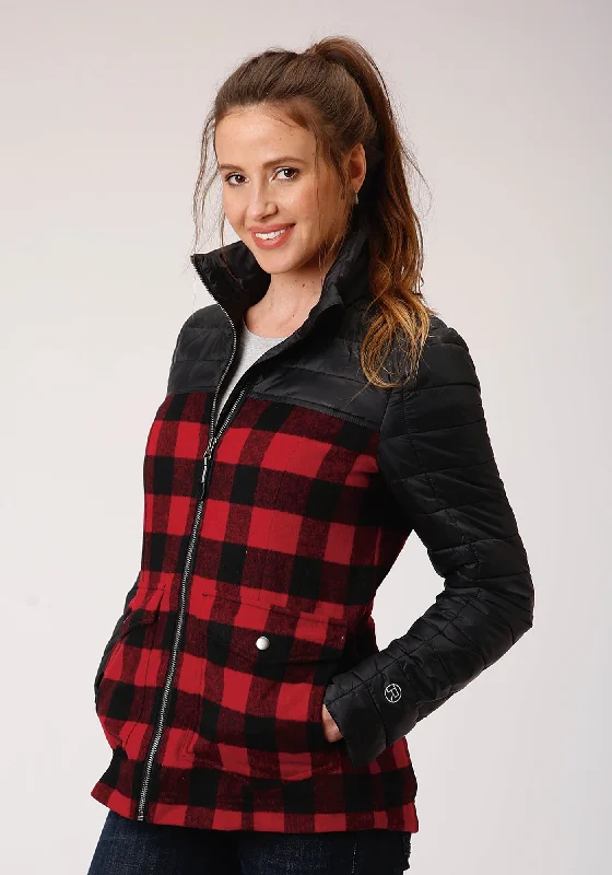 Men's Coats for TravelRoper Womens Black/Buffalo Plaid Nylon Crushable Jacket