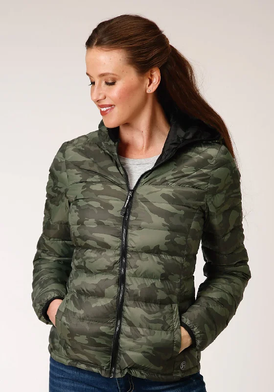 Cool Men's Pea CoatsRoper Womens Camo Nylon Down Filled Hooded Jacket