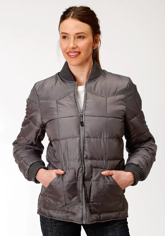 Modern Men's Field JacketsRoper Womens Grey Polyester Quilted Insulated Jacket