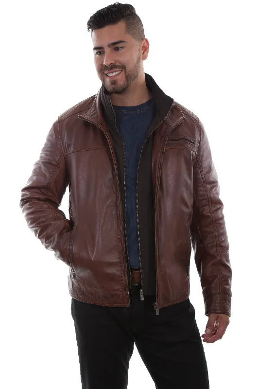 Men's Coats with LiningScully Mens Antique Brown Leather Quilted Jacket
