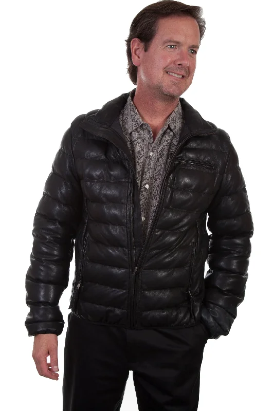 Men's Coats with Quilted LiningScully Mens Ribbed Puffer Black Leather Leather Jacket Men's Coats with Quilted LiningScully Mens Ribbed Puffer Black Leather Leather Jacket
