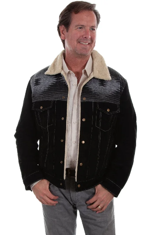 Men's Coats with Snap ButtonsScully Mens Black Boar Suede Jean Jacket