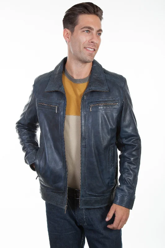 Men's Coats with Vintage StyleScully Mens Denim Lamb Leather Retro Jacket