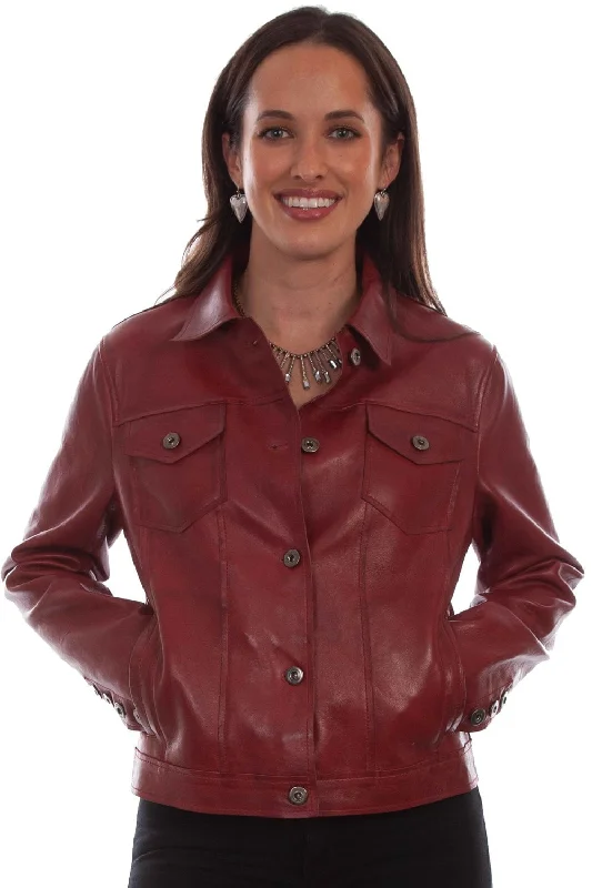 Men's Coats with Ripstop FabricScully Womens Red Lamb Leather Easy Fit Jacket