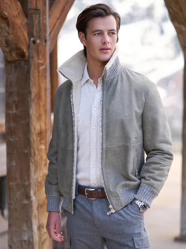 Men's Coats for HikingShearling Military Jacket