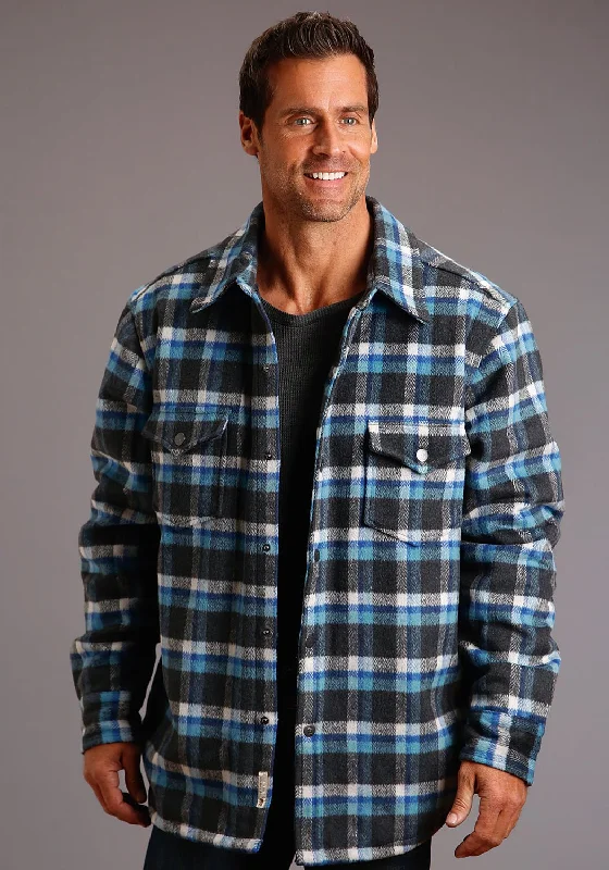 Men's Coats for Mild WeatherStetson Mens Blue Wool Blend Quilted Ombre Jacket