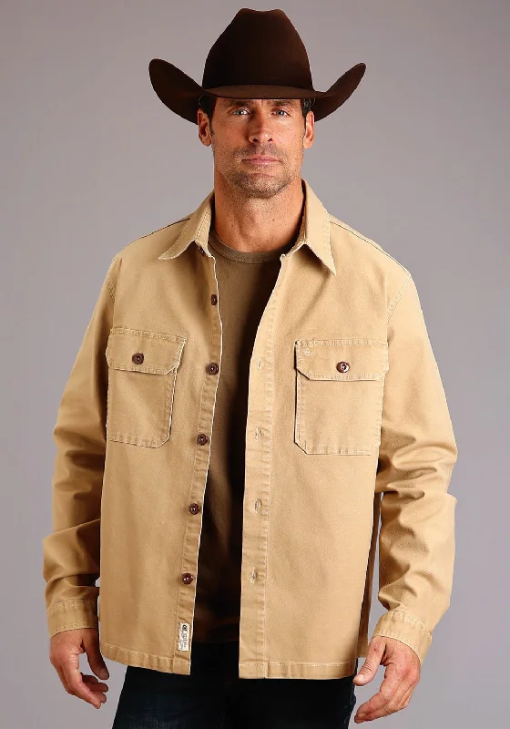 Men's Coats with Quick-Dry FabricStetson Mens Camel Tan Cotton Blend Canvas Jacket