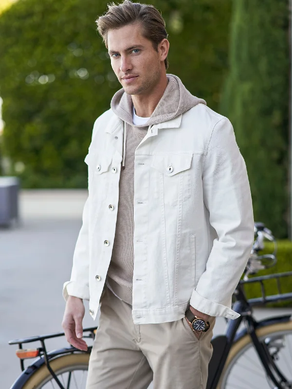 Men's Coats with Embroidered DetailsStretch Denim Jacket