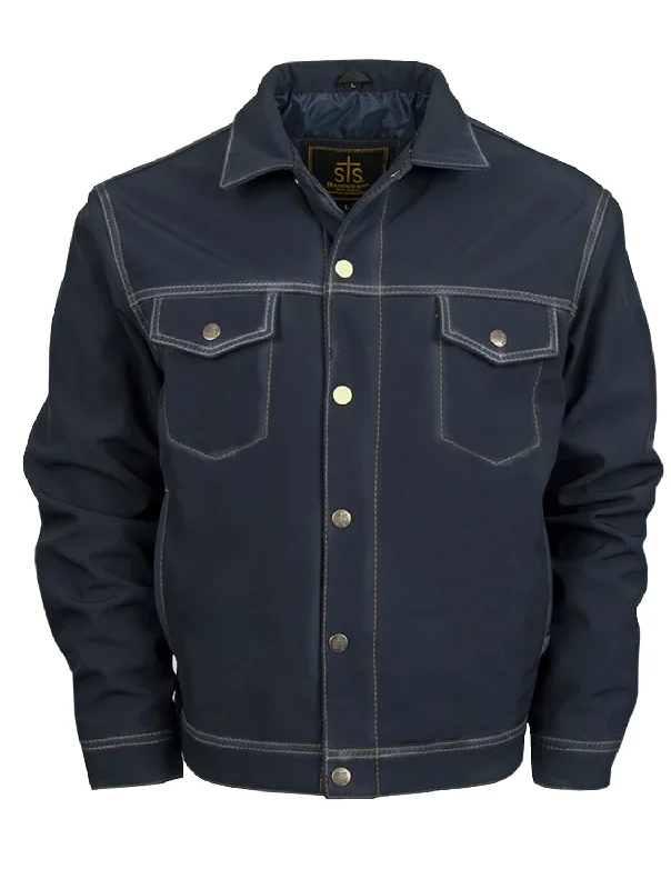Men's Coats Made in the USASTS Ranchwear Mens Brumby Enzyme Navy 100% Polyester Denim Cut Softshell Jacket