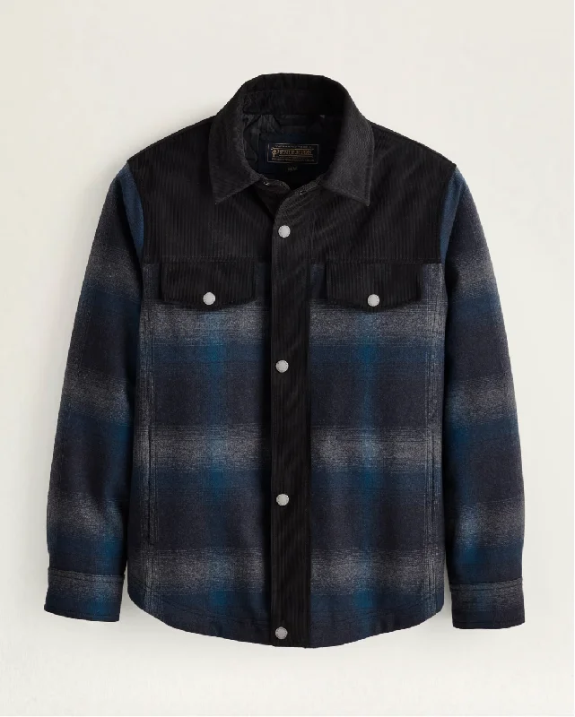 Men's Coats with Modern CutsTimberline- Shirt Jacket<br>Grey Blue Plaid