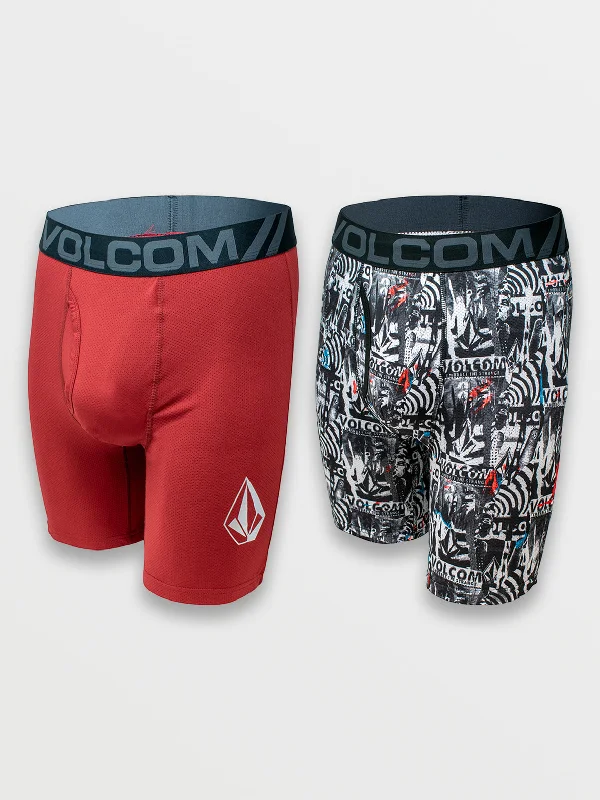 Men's Coats with Synthetic InsulationVolcom 2pk Mesh Boxer Brief - Red Solid + Poster Print